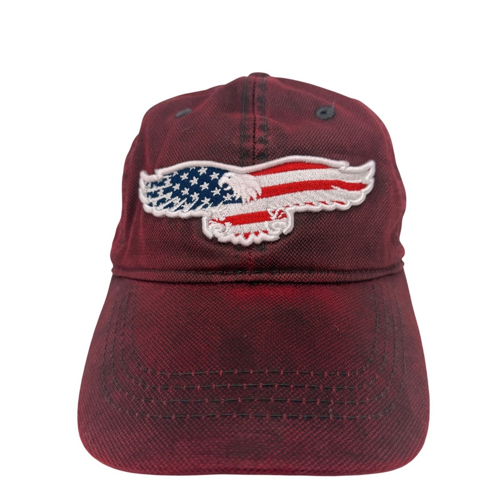Wild Wear Mens America Strong Eagle Flag Hat Burgundy Red Patriotic Baseball Cap